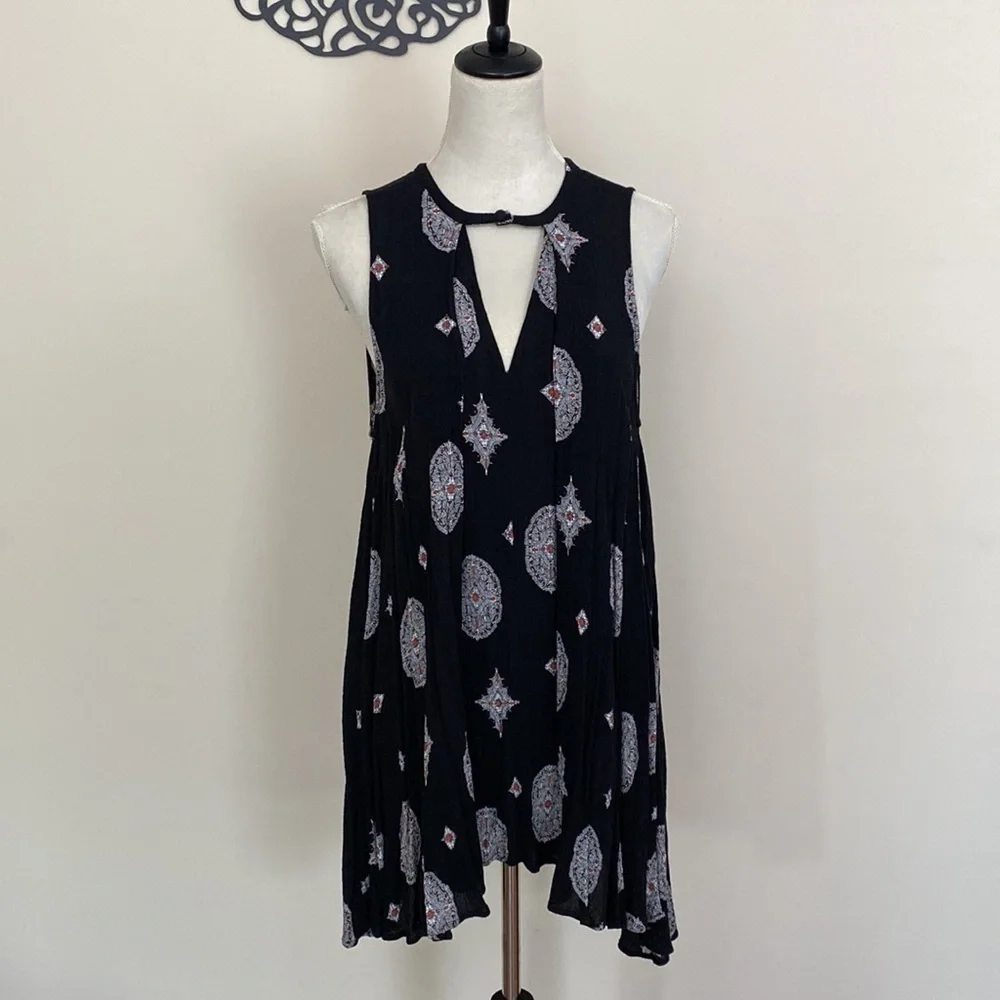 Free People Button Neck Tunic Mini Dress